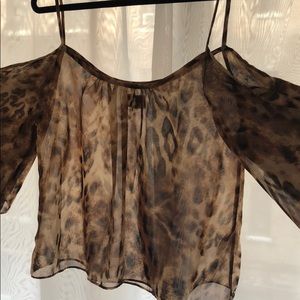 Show Me Your Mumu Leopard Print Cold Shoulder Top